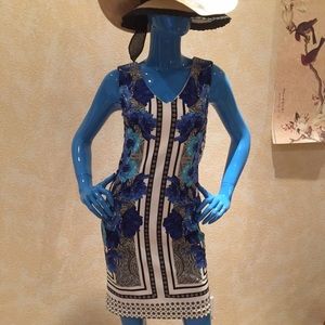 INC Dress Elegant Porcelain and Blue Roses